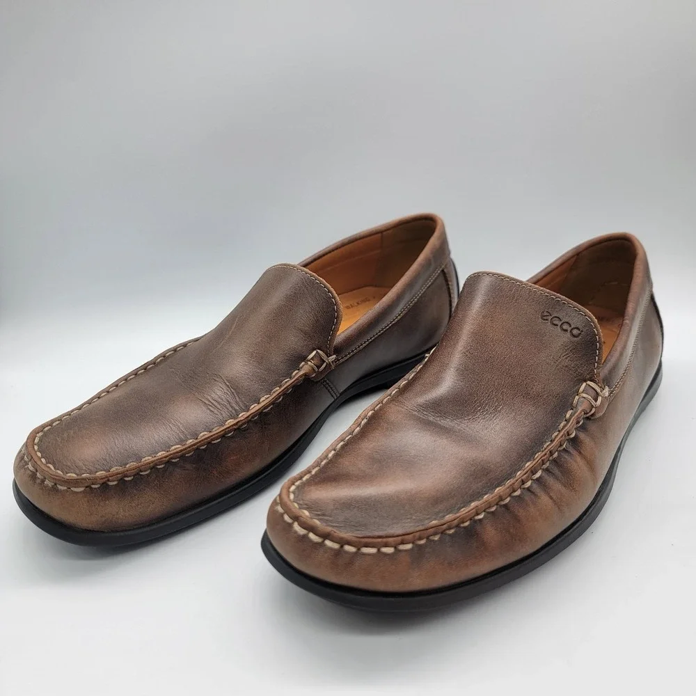 ECCO Classic Moc 2.0 Driving Loafer Mens 44 Vegtable Tanned Leather Boat Shoe